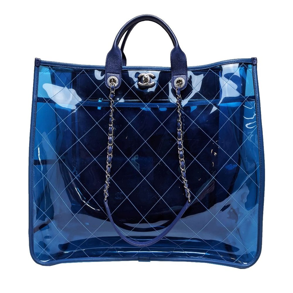 SOLD Chanel Splash Blue Large PVC Shopping Tote - Picture 1 of 7